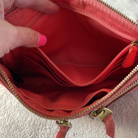 Fossil leather purse- orange shoulder bag - Picture 4 of 5